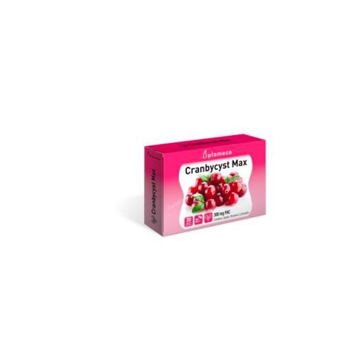 PLAMECA Cranbycyst Max Arándano Rojo y Gayuba para Vías Urinarias, con Vitamina C y Ortosifón, 30 Cápsulas