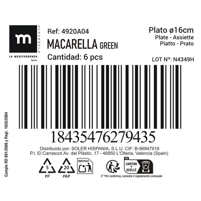 Plato Macarella Green 16 cm - Inde (24 Unidades) 2 Plato Macarella Green 16 cm - Inde (24 Unidades) 2