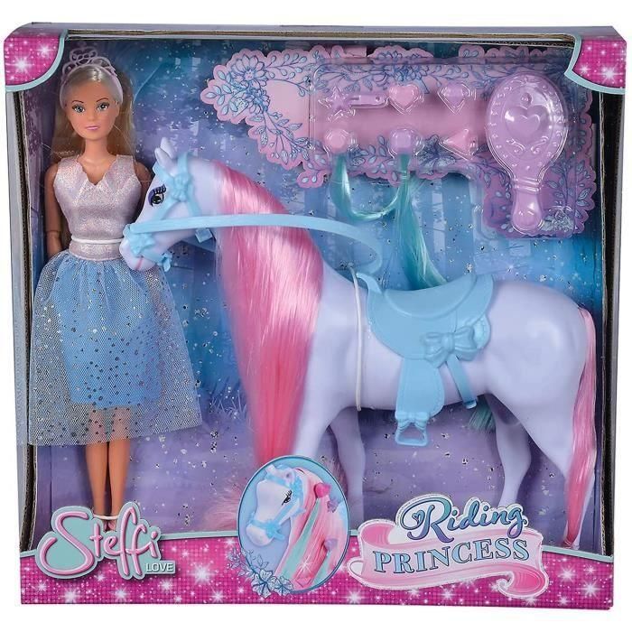 Simba - Steffi Love Princesa y Caballo - Muñeca Modelo 29cm - Vestido + Tiara - Accesorios de Peluquería incluidos 3