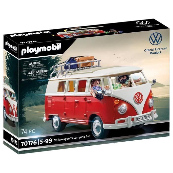 Playmobil Volkswagen T1 Camping Bus con figuras y accesorios, ideal para aventuras