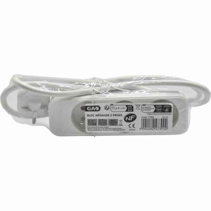 GAO GAO4004282473992 Regleta Doméstica 3 Tomas 2P+T con Protección Infantil y Conforme a NF 3