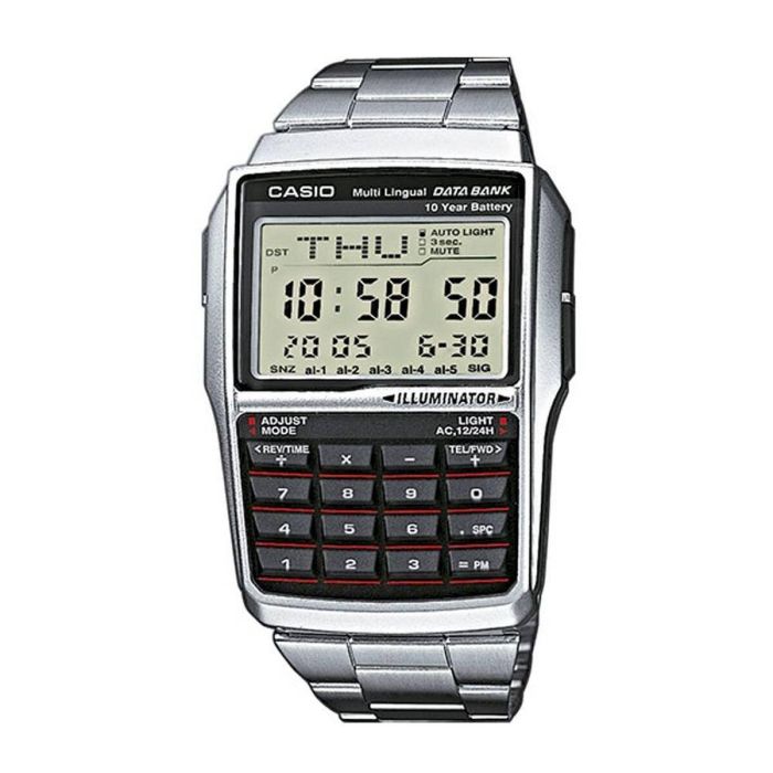 Reloj Hombre Casio DATABANK CALCULATOR STEEL Negro Plateado