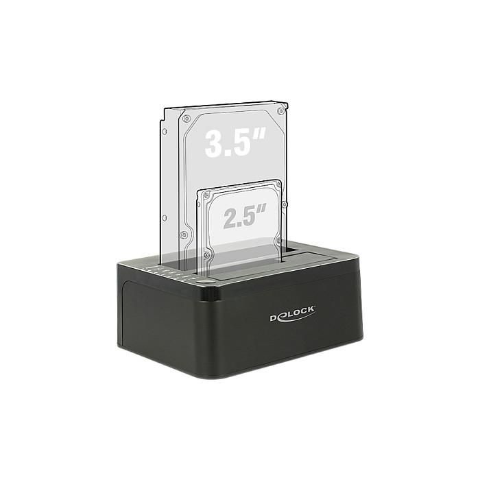 DeLOCK Docking Station 62661 para 2 Unidades de Disco Duro SATA III de 2.5" o 3.5" a USB 3.2 Gen 1 (5 Gbit/s) - Negro 3