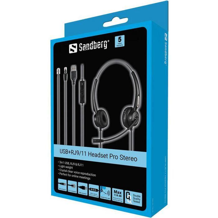 Sandberg USB+RJ9/11 Headset Pro Stereo 7 Sandberg USB+RJ9/11 Headset Pro Stereo 7