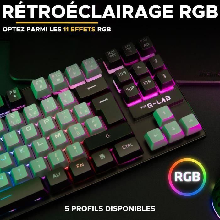 Teclado para juegos - The G-Lab - KEYZ CAESIUM - RGB - Gris y negro - TKL 1 Teclado para juegos - The G-Lab - KEYZ CAESIUM - RGB - Gris y negro - TKL 1