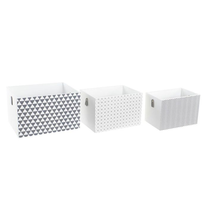 Caja DKD Home Decor Blanco Gris 28 x 23 x 37 cm Set de 3 Caja DKD Home Decor Blanco Gris 28 x 23 x 37 cm Set de 3