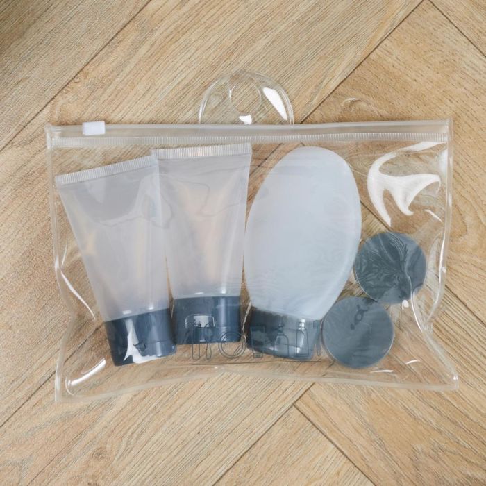 Jet Lag Kit Viaje 3 Frascos 80ml/50ml y 2 Botes 12ml con Bolsa Zip 4 Jet Lag Kit Viaje 3 Frascos 80ml/50ml y 2 Botes 12ml con Bolsa Zip 4