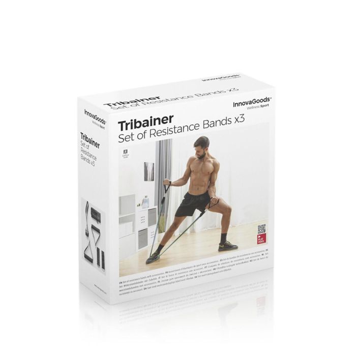 Set de Bandas de Resistencia con Accesorios y Guía de Ejercicios Tribainer InnovaGoods 3 Unidades 1