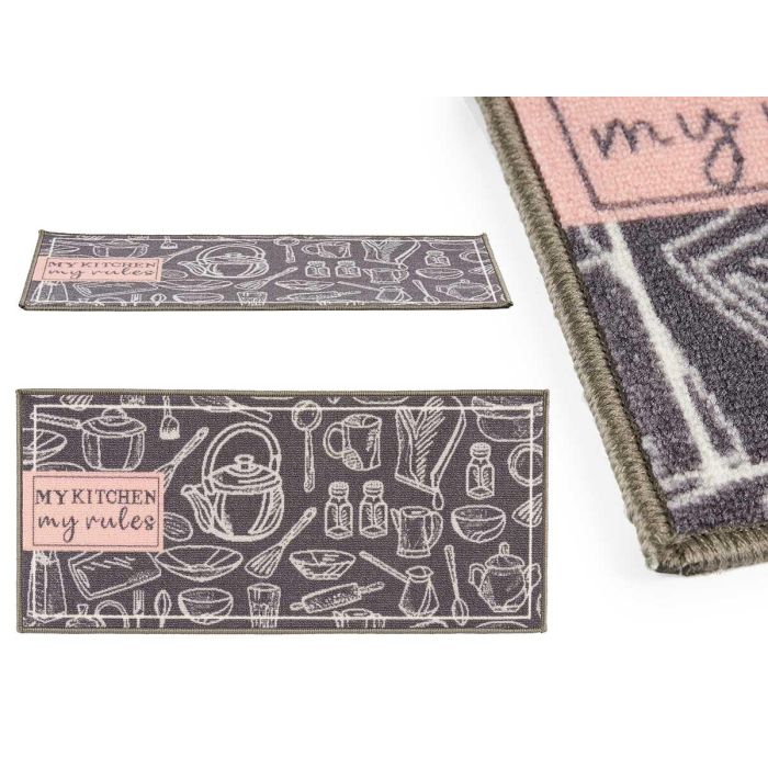 Kinvara Alfombra Multiusos My Kitchen 40x90 cm Gris y Blanco Poliamida (24 Unidades)