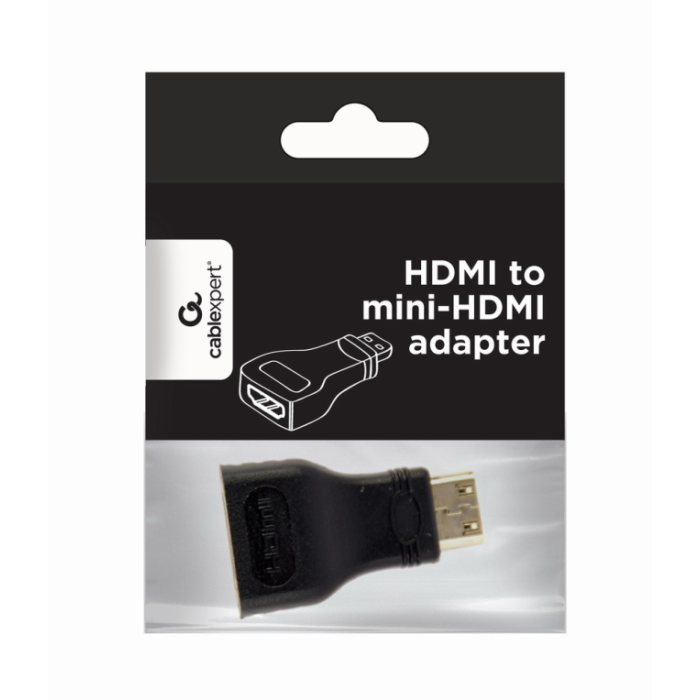 Gembird A-HDMI-FC Adaptador Cambiador de Género HDMI Tipo A Hembra a Mini-HDMI Tipo C Macho Contactos Chapados en Oro Negro