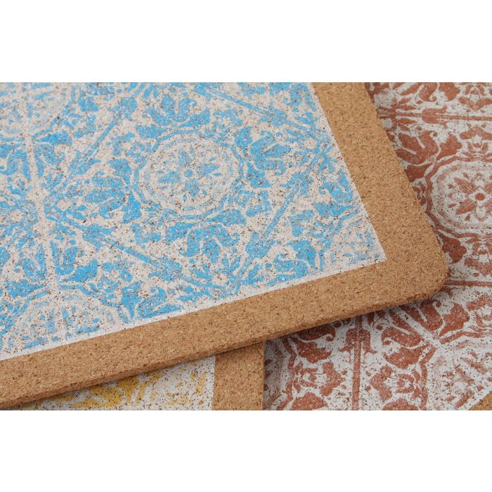 DKD Home Decor Individual Mediterraneo Azulejos Corcho y Poliéster Colores Surtidos (Azul, Amarillo, Marrón) 40x30 cm (12 Unidades) 2 DKD Home Decor Individual Mediterraneo Azulejos Corcho y Poliéster Colores Surtidos (Azul, Amarillo, Marrón) 40x30 cm (12 Unidades) 2