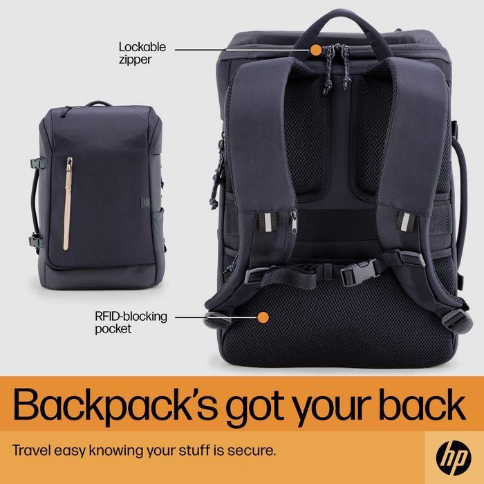 HP Mochila de Viaje para Portátil 15.6 Pulgadas Azul, 25 Litros, Espaciosa y Expandible, con Múltiples Compartimentos para tus Viajes 4
