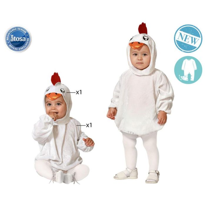 Disfraz Gallina Blanca Con Cresta Bebé 12-24 Meses Disfraz Gallina Blanca Con Cresta Bebé 12-24 Meses