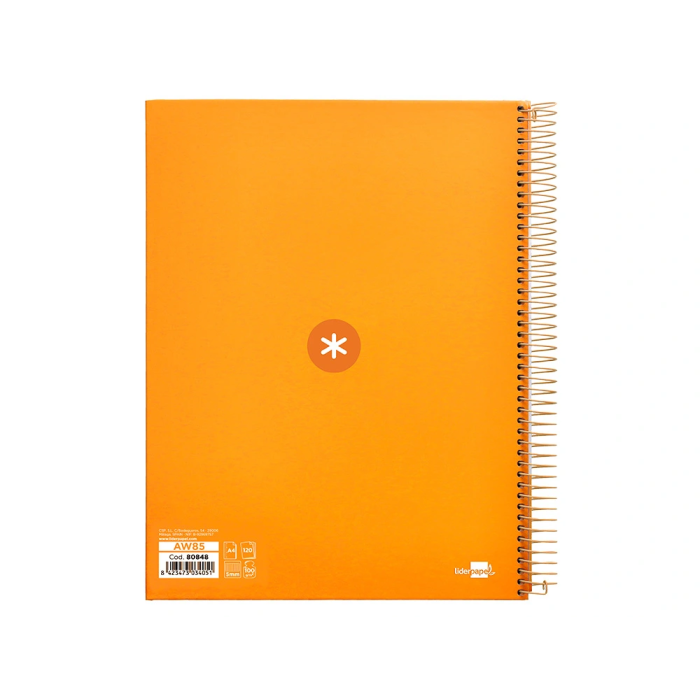 Antartik Cuaderno espiral A4 Micro forrado 120 hojas 90gr cuadro 5mm 5 bandas color mostaza 2