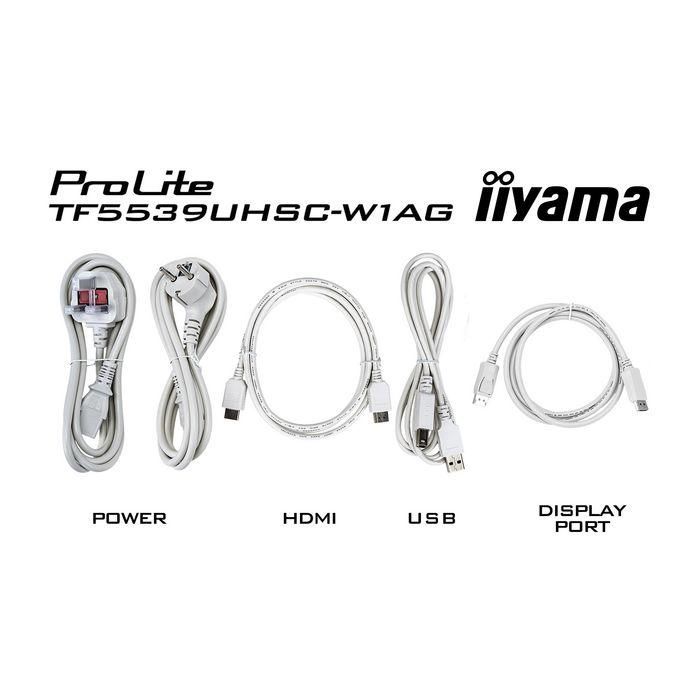 iiyama TF5539UHSC-W1AG Pantalla Táctil Interactiva 55" 4K UHD PCAP IPS 15 Puntos Open Frame Antirreflejos Touch-Through-Glass Blanca Uso 24/7 18