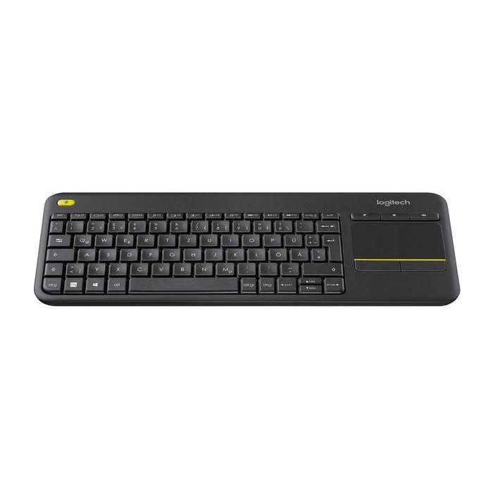 Logitech K400 Plus Teclado Táctil Inalámbrico con Touchpad USB Unifying Receiver para PC-TV, 2.4 GHz, 10m, Batería 18 meses, Negro