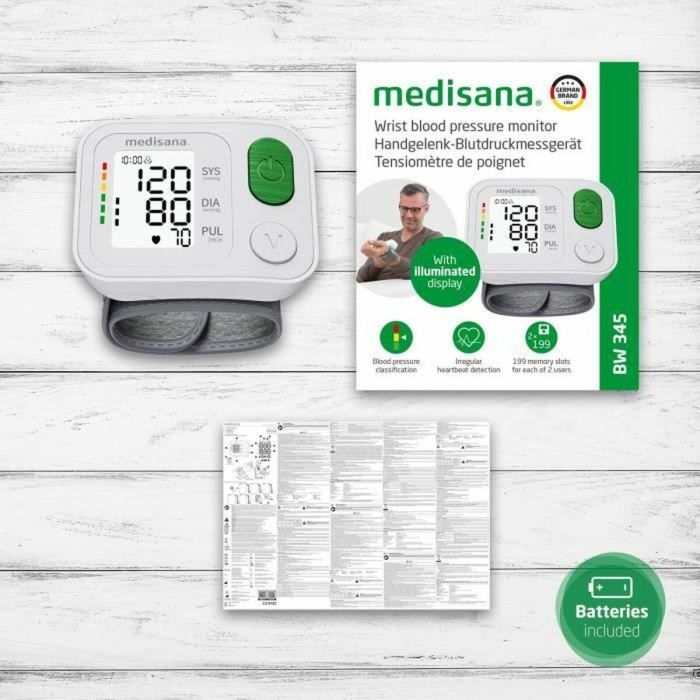 Medisana BW 345 Tensiómetro de muñeca digital, medición de arritmias, Dígitos XL, 398 memorias, dispositivo médico certificado 2 Medisana BW 345 Tensiómetro de muñeca digital, medición de arritmias, Dígitos XL, 398 memorias, dispositivo médico certificado 2