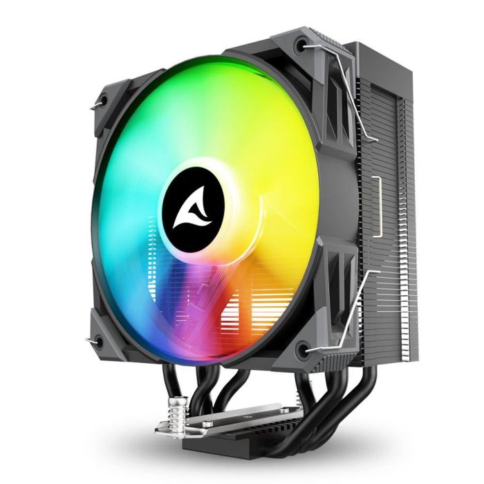 Sharkoon A40 RGB Refrigerador de CPU de torre única, Ventilador 120mm RGB con efecto espejo, 4 tubos de calor, TDP 220W, Negro 1 Sharkoon A40 RGB Refrigerador de CPU de torre única, Ventilador 120mm RGB con efecto espejo, 4 tubos de calor, TDP 220W, Negro 1