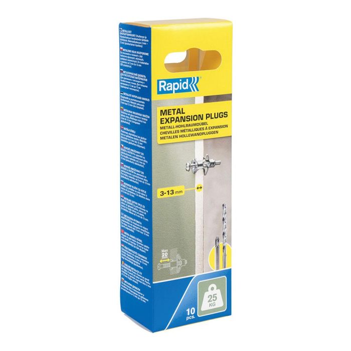 Rapid Taco de expansión metálico Ø8x32 tornillo m4x40, resistencia 25 kg, especial pladur, 10 unidades 2 Rapid Taco de expansión metálico Ø8x32 tornillo m4x40, resistencia 25 kg, especial pladur, 10 unidades 2