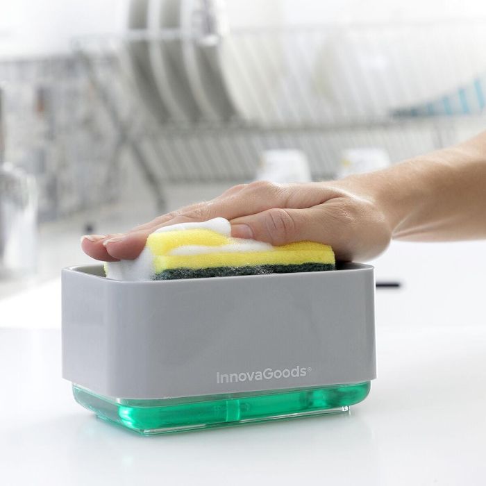 Dispensador de Jabón 2 en 1 para Fregadero Pushoap InnovaGoods 8 Dispensador de Jabón 2 en 1 para Fregadero Pushoap InnovaGoods 8