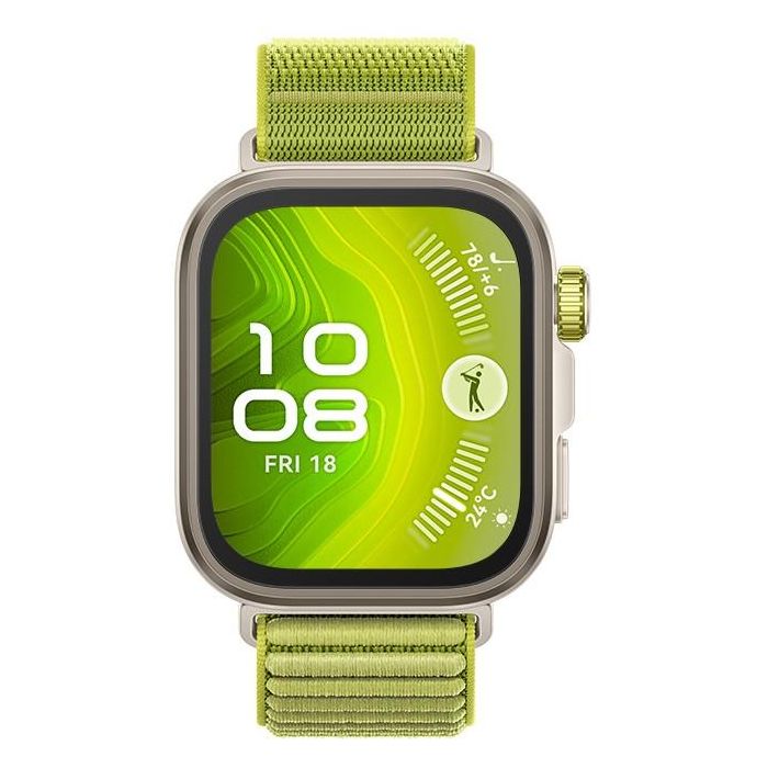 Huawei Watch Fit 4 Pro Green Woven Strap, Smartwatch AMOLED 1.82" GPS 5 ATM, Correa de Nylon Verde, Cuerpo Aluminio/Titanio