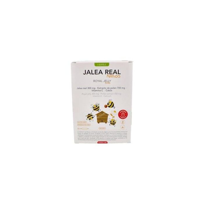 Bipole Jalea Real Fresca Infantil con Polen y Vitamina C, Reduce Cansancio, Sistema Inmune, Sabor Fresa, 20 Ampollas