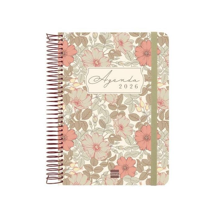Finocam E10-155x212 mm Agenda Espiral Cloe 2026 1 Día/Página Tapa Dura Marrón