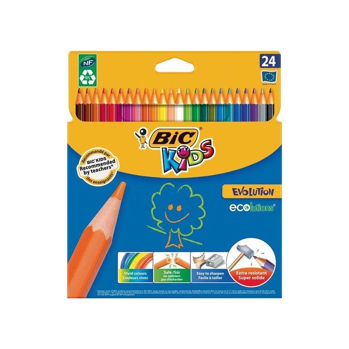 Lapices De Colores Bic Conte Evolution Estuche De 24