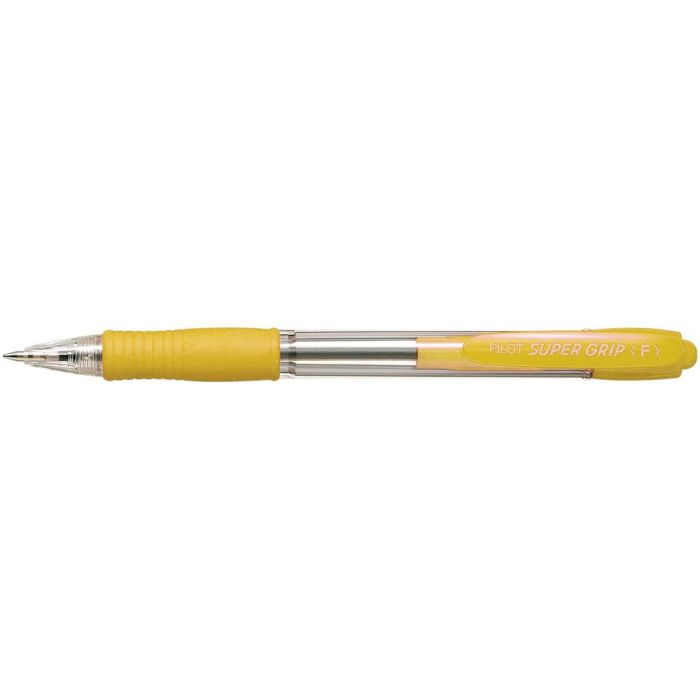 Boligrafo Pilot Super Grip Amarillo Retractil Sujecion De Caucho Tinta Base De Aceite 12 unidades 1