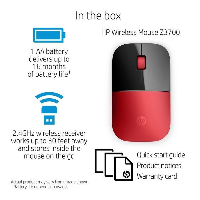 HP Z3700 Ratón Inalámbrico Rojo con Diseño Delgado y Portátil 5 HP Z3700 Ratón Inalámbrico Rojo con Diseño Delgado y Portátil 5