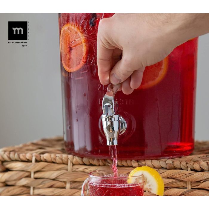 La Mediterranea Tarro Dispensador con Grifo 8L Vidrio 21x21x36 cm 1