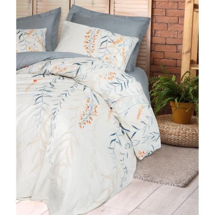 Juego de cama - 1 funda nórdica 220x240 cm + 2 fundas de almohada 60x60 cm - 100% algodón - Azul 2 Juego de cama - 1 funda nórdica 220x240 cm + 2 fundas de almohada 60x60 cm - 100% algodón - Azul 2