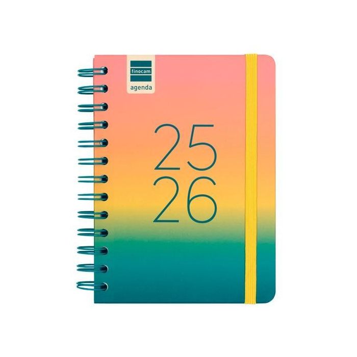 Finocam Agenda Cosmo Espiral Doble 8º Svh Iris 2025-2026, Estudiante y Adulto, Diseños Variados