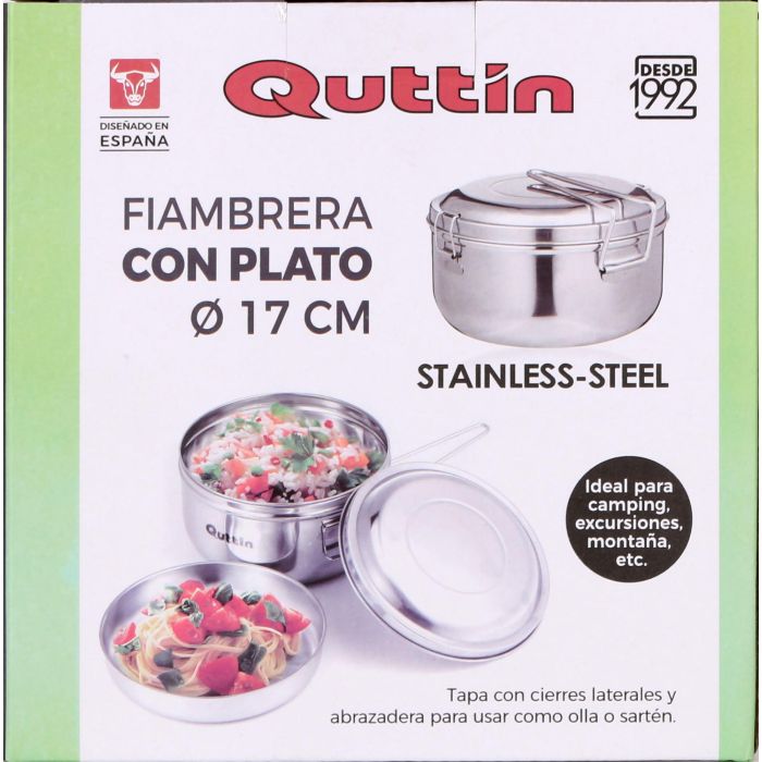 Quttin Fiambrera con Plato de Acero Inoxidable, 17 cm (12 Unidades) 1 Quttin Fiambrera con Plato de Acero Inoxidable, 17 cm (12 Unidades) 1