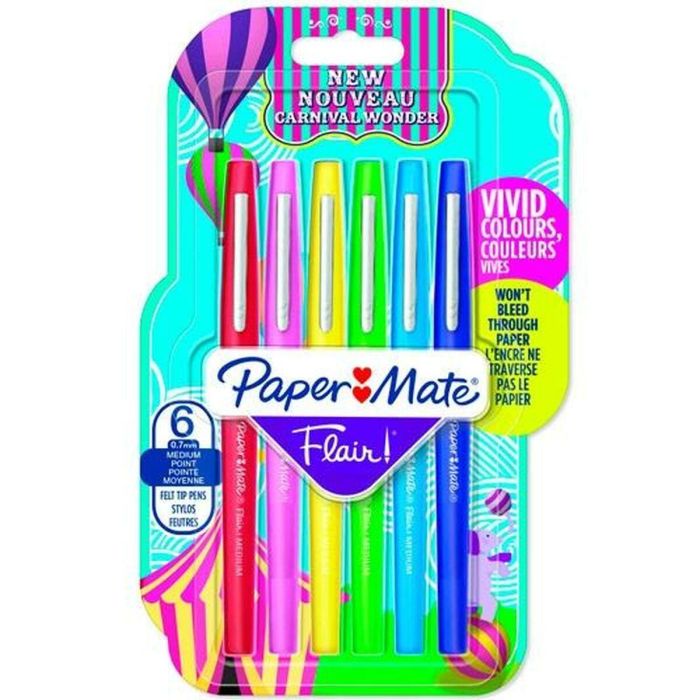 Set de Rotuladores Paper Mate Flair Multicolor 6 Piezas (2 Unidades) 1