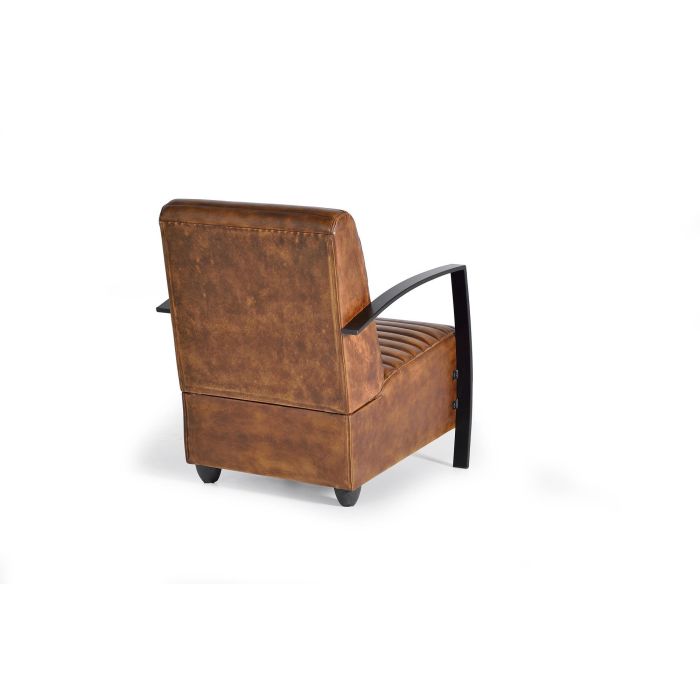 Giner y Colomer Sillón Industrial en Piel Natural Marrón con Estructura de Hierro 4