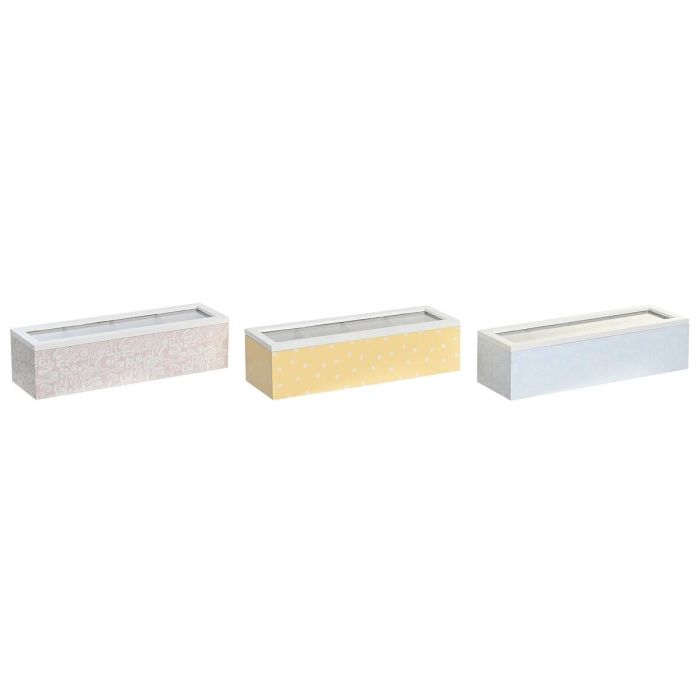Caja para Infusiones DKD Home Decor 30 x 9 x 8 cm Cristal Azul Rosa 3 Piezas Madera MDF 0 Caja para Infusiones DKD Home Decor 30 x 9 x 8 cm Cristal Azul Rosa 3 Piezas Madera MDF 0