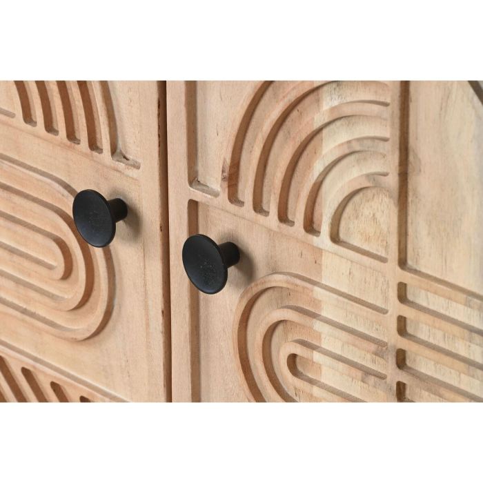 DKD Home Decor Buffet Moderno Marrón Negro de Acacia y Metal con 3 Puertas, 2 Estanterías, Desmontable 145x40x80 cm 4