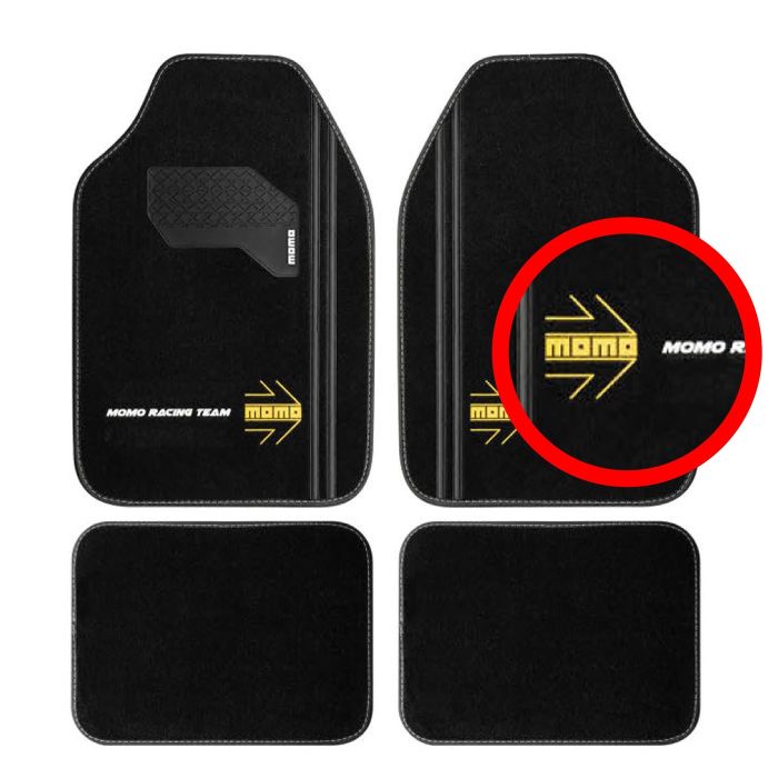 Momo MOMLCM4A8BK Alfombrillas Universales Set de 4 Piezas para Coche Negro-Blanco Poliéster Antideslizantes y Reforzadas Resistentes 2 Momo MOMLCM4A8BK Alfombrillas Universales Set de 4 Piezas para Coche Negro-Blanco Poliéster Antideslizantes y Reforzadas Resistentes 2