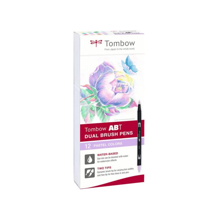 Rotulador Tombow Abt Dual Brush Acuarelable Doble Punta Fina-Pincel Estuche De 12 Unidades Colores Pastel 2