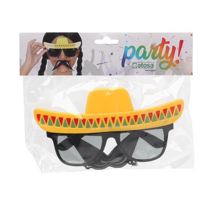 Gafas Carnaval México Con Bigote Negro Amarillo Adulto 1