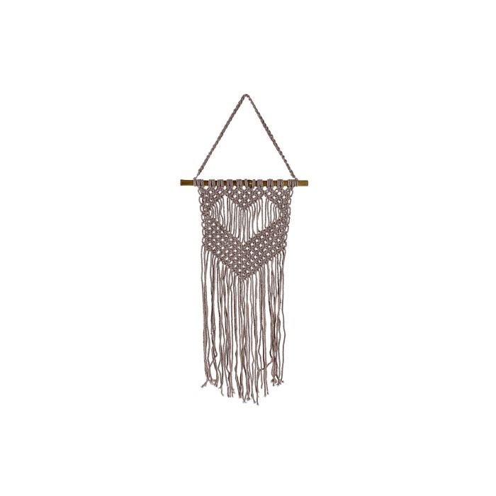 DKD Home Decor Decoración Colgante Boho Macramé Bambú Algodón Marrón Claro 48 x 30 cm