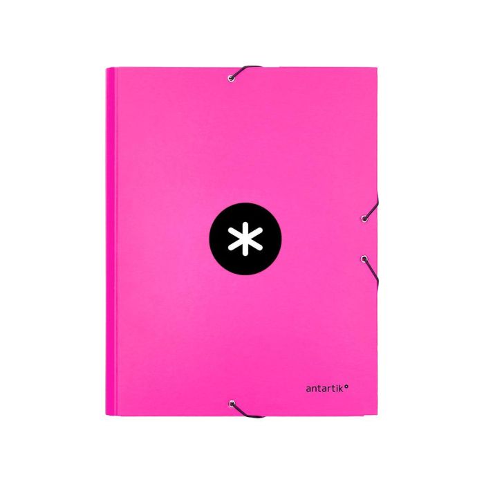 Carpeta Antartik Gomas A4 3 Solapas Carton Forrado Color Rosa 1