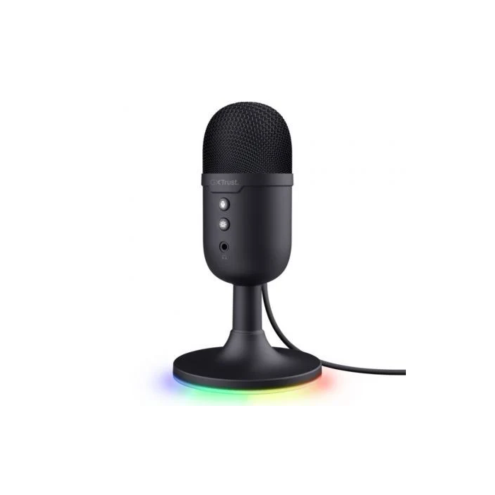 Trust Gaming Micrófono GXT 234 Yunix USB Negro para Gaming y Streaming, Conexión USB Universal, Sonido Cardioide Nítido con Iluminación RGB