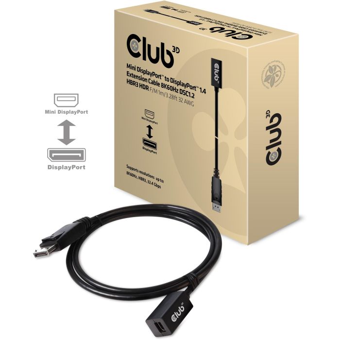 Club3D cac-1120 Cable Mini DisplayPort a DisplayPort 1.4, 1m, compatible 8K 60Hz, para audio y vídeo 1