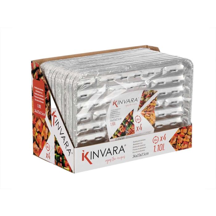 Set 4 Bandejas Aluminio Rect Grill Calada 34X23Cm Kinvara (24 Unidades) 2 Set 4 Bandejas Aluminio Rect Grill Calada 34X23Cm Kinvara (24 Unidades) 2