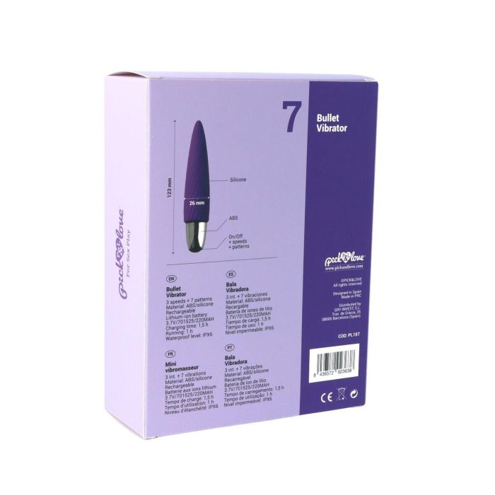 Bala Vibradora Pick&Love Nº 7 Morado 4 Bala Vibradora Pick&Love Nº 7 Morado 4