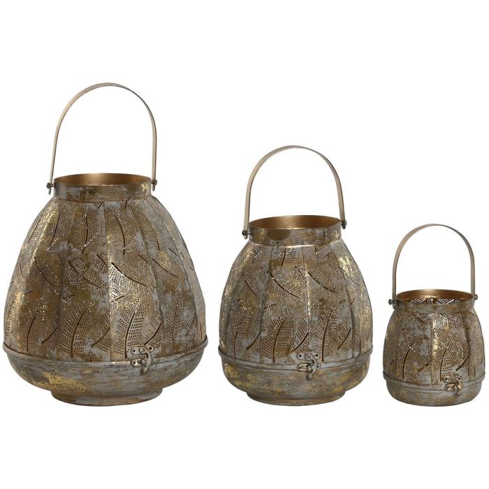 Portavela Arabe DKD Home Decor Dorado 25 x 28 x 25 cm Set de 3