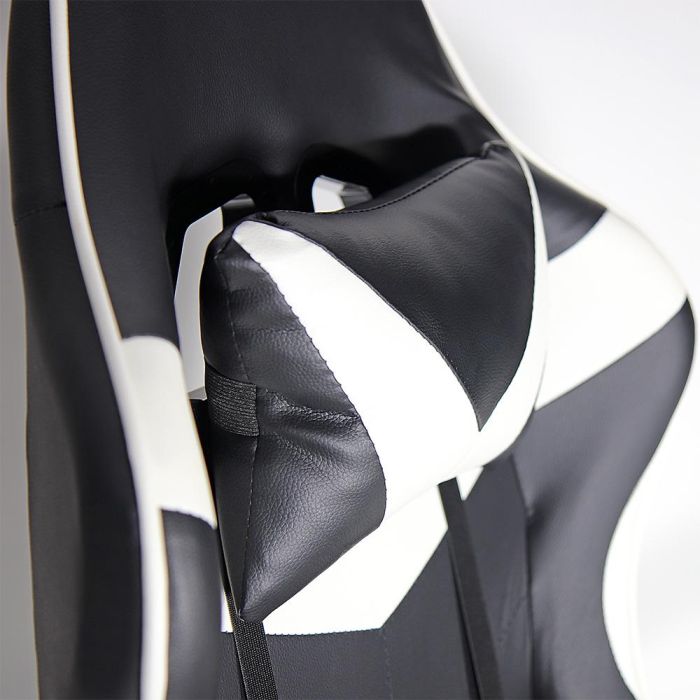 Edm Silla Gaming Ergonómica Negra y Blanca, Altura Regulable, Reclinable 90-135°, Soporte Lumbar, 150kg Máximo 8