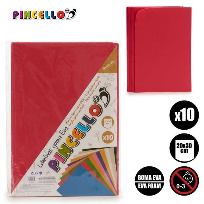 Juego 10 Laminas Goma Eva Rojo 20X30Cm Pincello (24 Unidades) 3 Juego 10 Laminas Goma Eva Rojo 20X30Cm Pincello (24 Unidades) 3